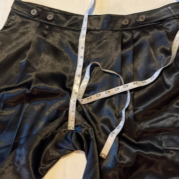 New-a new day-16-black-high-rise, satin, pleated, wide leg, slouchy, cargo pants - Picture 12 of 15